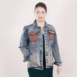 LC-ADJKT003-XXL Genuine leather Women Denim jacket dress