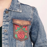 LC-ADJKT003-S Genuine leather Women Denim jacket dress