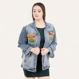 LC-ADJKT007-S Genuine leather Women Denim jacket dress