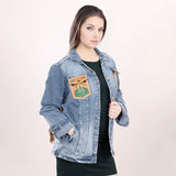 LC-ADJKT007-S Genuine leather Women Denim jacket dress