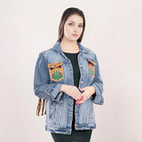 LC-ADJKT007-XXXL Genuine leather Women Denim jacket dress