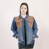 LC-ADJKT008-XXXL Genuine leather Women Denim jacket dress