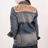 LC-ADJKT011-M Genuine leather Women Denim jacket dress