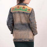 LC-ADJKT012-S Genuine leather Women Denim jacket dress