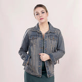 LC-ADJKT013-L Genuine leather Women Denim jacket dress