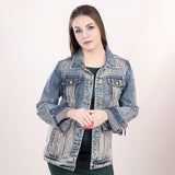 LC-ADJKT014-XL Genuine leather Women Denim jacket dress