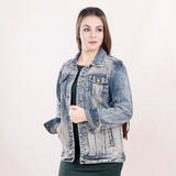 LC-ADJKT014-M Genuine leather Women Denim jacket dress