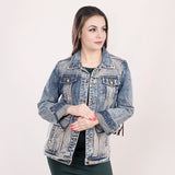 LC-ADJKT014-XL Genuine leather Women Denim jacket dress