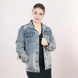 LC-ADJKT015-XL Genuine leather Women Denim jacket dress