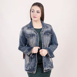 LC-ADJKT016-XXL Genuine leather Women Denim jacket dress