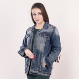 LC-ADJKT016-S Genuine leather Women Denim jacket dress