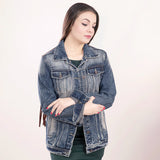 LC-ADJKT016-XL Genuine leather Women Denim jacket dress