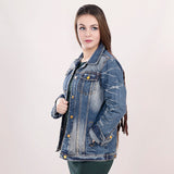 LC-ADJKT017-XL Genuine leather Women Denim jacket dress