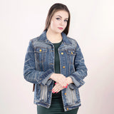 LC-ADJKT017-XXL Genuine leather Women Denim jacket dress