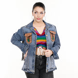 LC-ADJKT001-S Genuine leather Women Denim jacket dress