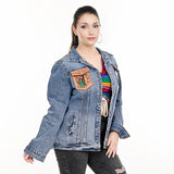 LC-ADJKT001-M Genuine leather Women Denim jacket dress