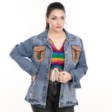 LC-ADJKT001-XXXL Genuine leather Women Denim jacket dress