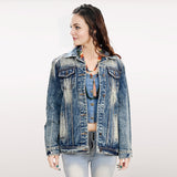 LC-ADJKT005-XXL Genuine leather Women Denim jacket dress