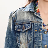 LC-ADJKT005-XL Genuine leather Women Denim jacket dress