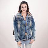 LC-ADJKT005-XXXL Genuine leather Women Denim jacket dress