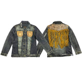 LC-ADJKT616-M Genuine leather hand Women Denim jacket dress