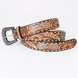 ADBLF206 Beautifully Hand Tooled Hand Painted Genuine American Leather Belt Men and Women Bling