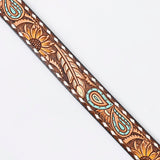 ADBLF206 Beautifully Hand Tooled Hand Painted Genuine American Leather Belt Men and Women Bling