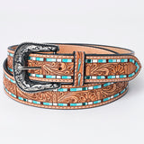 ADBLF210 Beautifully Hand Tooled Genuine American Leather Belt Men and Women