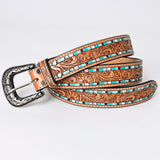 ADBLF210 Beautifully Hand Tooled Genuine American Leather Belt Men and Women