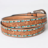 ADBLF210 Beautifully Hand Tooled Genuine American Leather Belt Men and Women