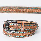 ADBLF210 Beautifully Hand Tooled Genuine American Leather Belt Men and Women