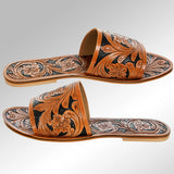 LC-ADFT104-9 carved genuine leather sandal footwear flip flop