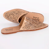 ADFT140 Hand Tooled Genuine Western Leather Mule Flip Flop Sliper Loafer