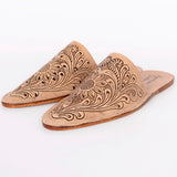 ADFT140 Hand Tooled Genuine Western Leather Mule Flip Flop Sliper Loafer