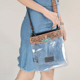 ADBG1142 Clear Bag Genuine Western Leather Women Bag