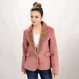 ADBZ025 Genuine leather hand Women Blazer dress jacket