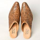 ADFT163 Hand Tooled Genuine Western Leather Mule Sliper Loafer