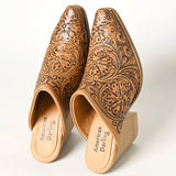 ADFT163 Hand Tooled Genuine Western Leather Mule Sliper Loafer