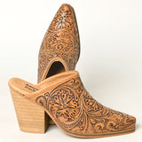 ADFT163 Hand Tooled Genuine Western Leather Mule Sliper Loafer