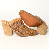 ADFT163 Hand Tooled Genuine Western Leather Mule Sliper Loafer