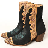 ADFT164 Tooled Boot stitched Genuine Western Suede Leather Long Boot