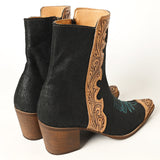 ADFT164 Tooled Boot stitched Genuine Western Suede Leather Long Boot