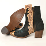 ADFT164 Tooled Boot stitched Genuine Western Suede Leather Long Boot