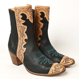 ADFT164 Tooled Boot stitched Genuine Western Suede Leather Long Boot