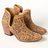 ADFT165 Hand Tooled Genuine Western Leather Ankle Boot