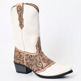 ADFT166B Hand Tooled Hair On Genuine Western Leather Long Boot