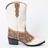 ADFT166B Hand Tooled Hair On Genuine Western Leather Long Boot