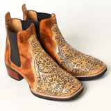 ADFT169 Hand Tooled Genuine Western Leather Riding Ankle Boot