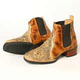 ADFT169 Hand Tooled Genuine Western Leather Riding Ankle Boot