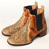 ADFT169 Hand Tooled Genuine Western Leather Riding Ankle Boot